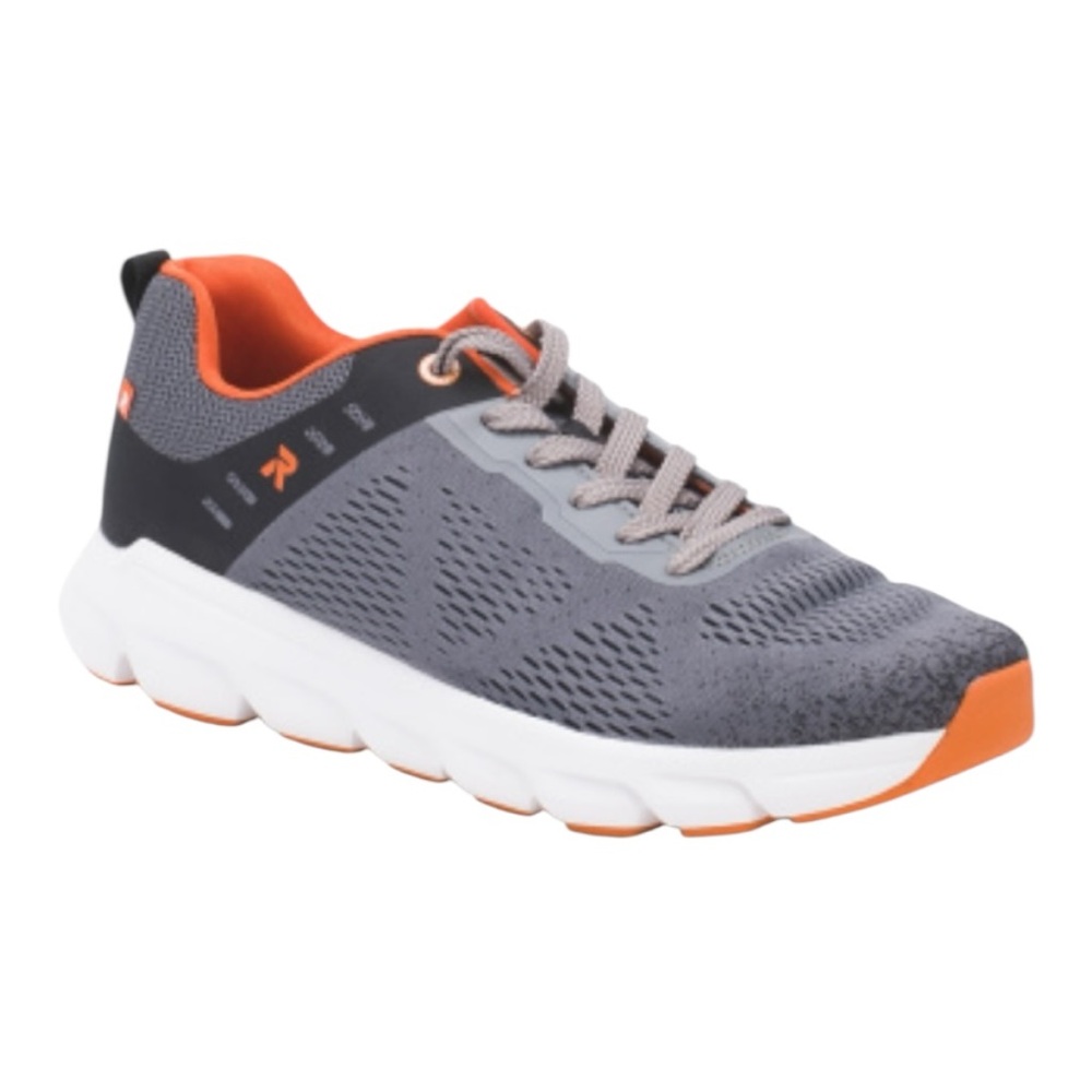 Rieker Men’s Grey/Orange Mesh Lace Up Casual Sport Jogger Sneakers